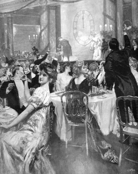 Londoners ringing in the 1909 at the Savoy Hotel