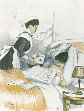 Breakfast in bed, 1910