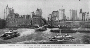 A Riverside view of the Thames in 1907.