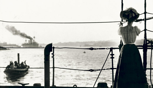 On board the Pyramus watching HMS Powerful depart Sydney, 1905