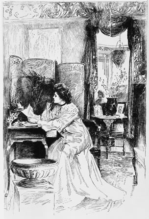 Society woman writing a letter