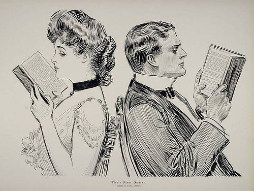 Gibson girl and man reading