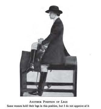 Position of legs in side-saddle